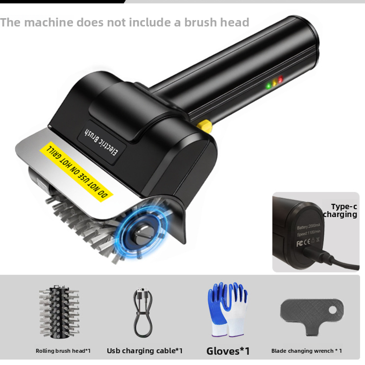 Rechargeable Electric Grill Cleaning Brush with Stainless Steel Heads