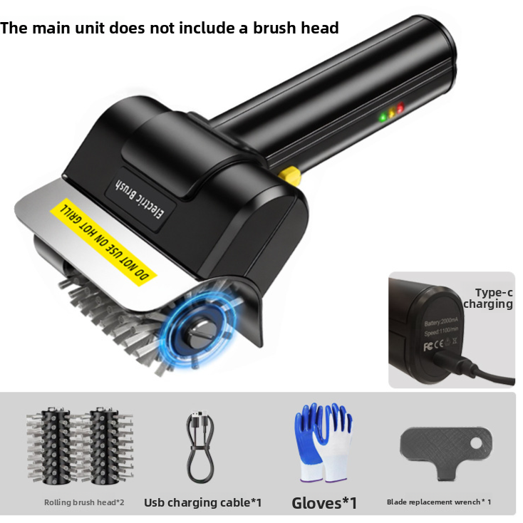 Rechargeable Electric Grill Cleaning Brush with Stainless Steel Heads