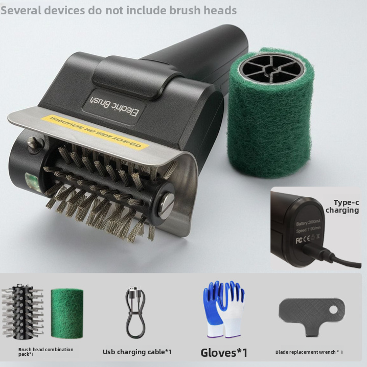 Rechargeable Electric Grill Cleaning Brush with Stainless Steel Heads