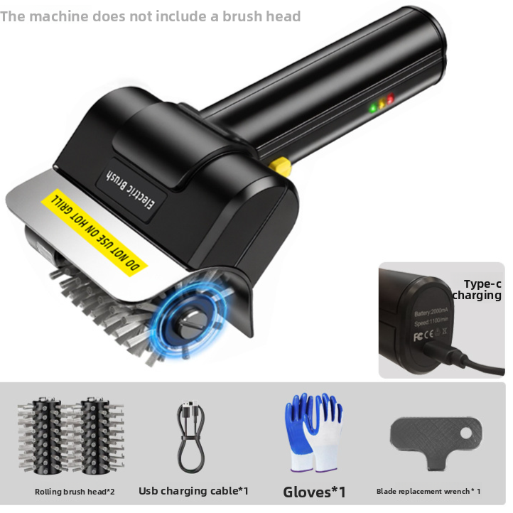 Rechargeable Electric Grill Cleaning Brush with Stainless Steel Heads